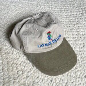Vintage Baseball Cap with Leather Strap and Cayman Islands embroidered on front